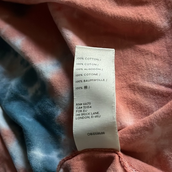 NWOT FREE PEOPLE We The Free orange & blue long sleeve mock neck tie dye small - Picture 3 of 5